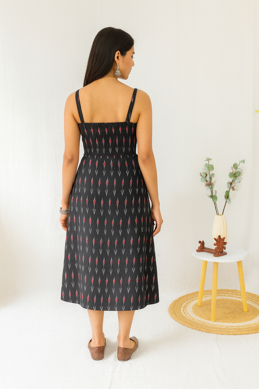 Back smocked crop top with steel adjustable straps β back view