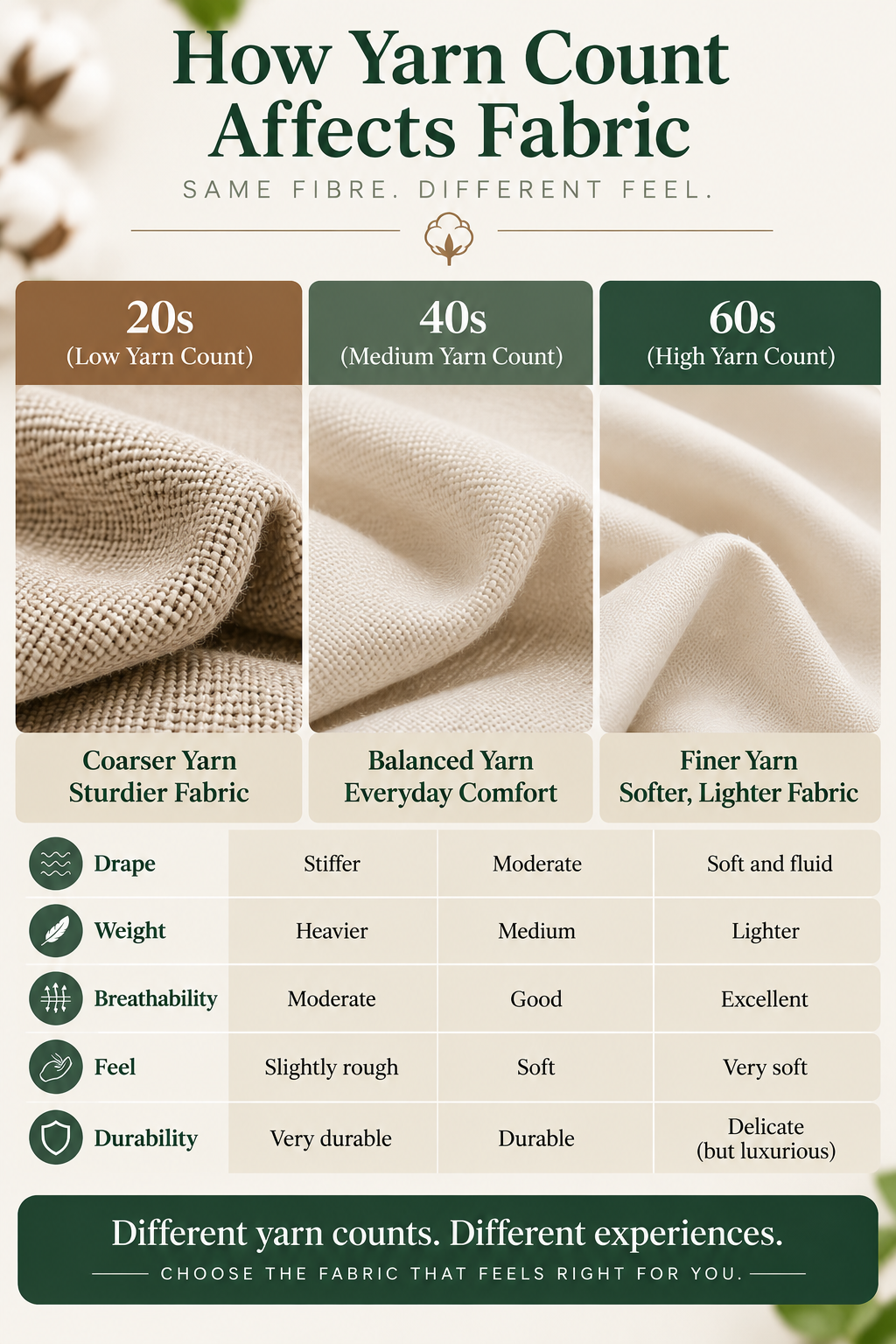 Yarn Count Explained: How Thread Thickness Shapes Every Fabric You Wear