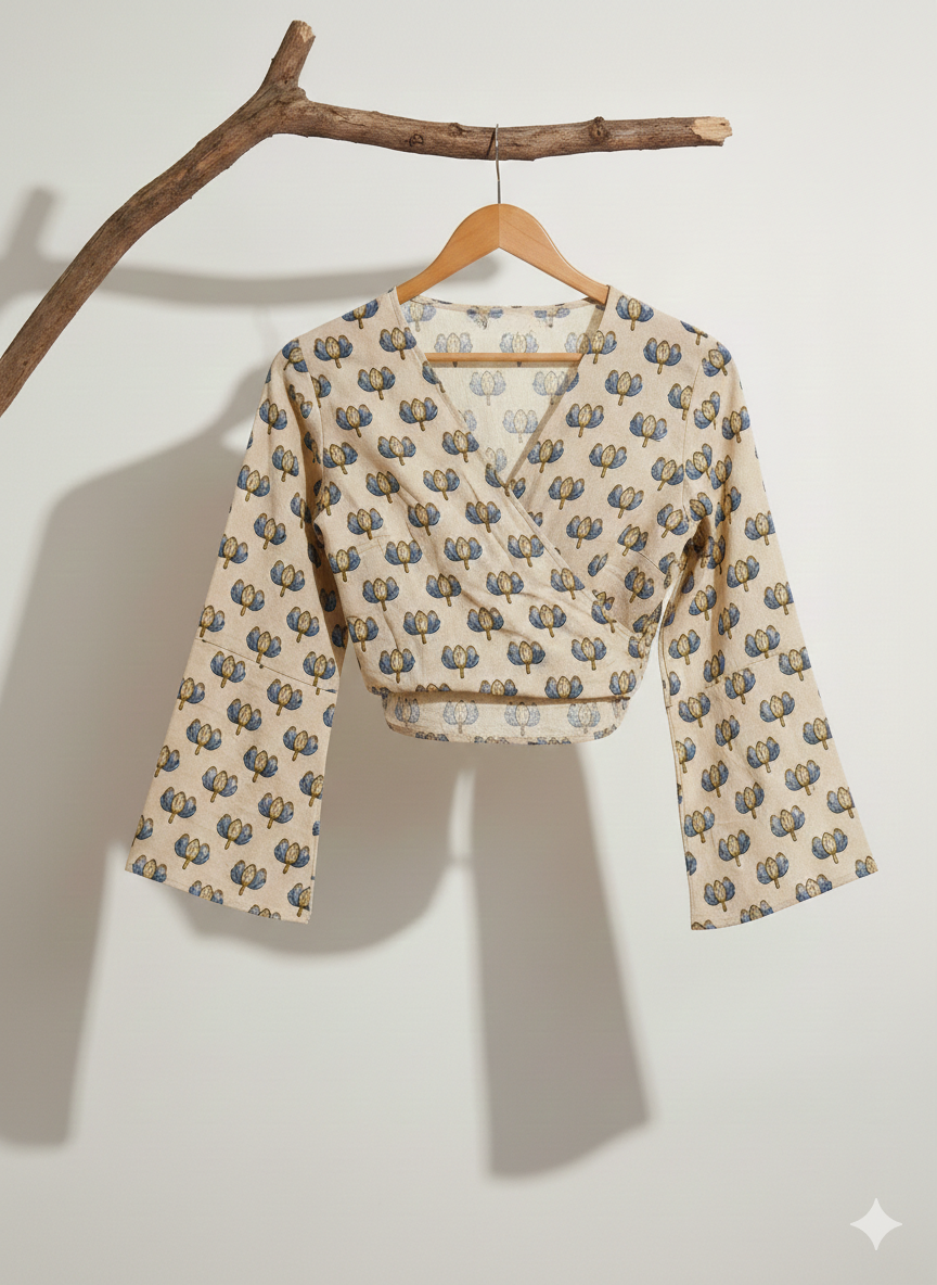 Neel Kamal Ajrakh Wrap Top
