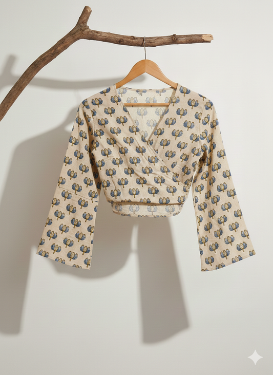 Neel Kamal Ajrakh Wrap Top