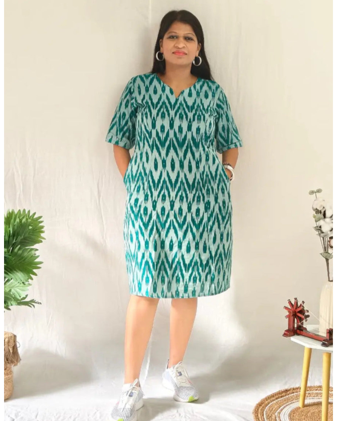 Tana green ikkat Dress