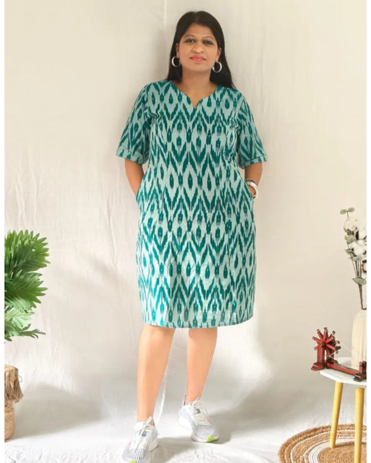 Tana green ikkat Dress