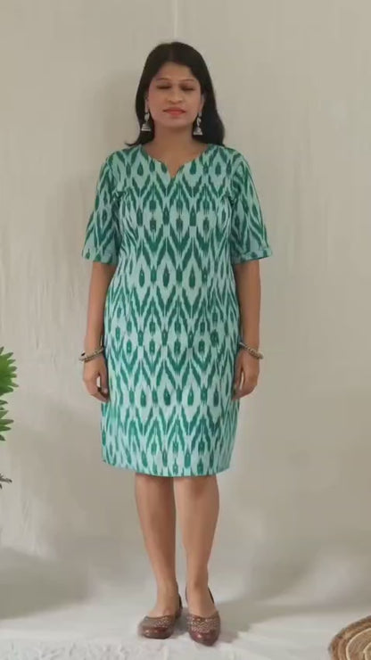 Tana green ikkat Dress